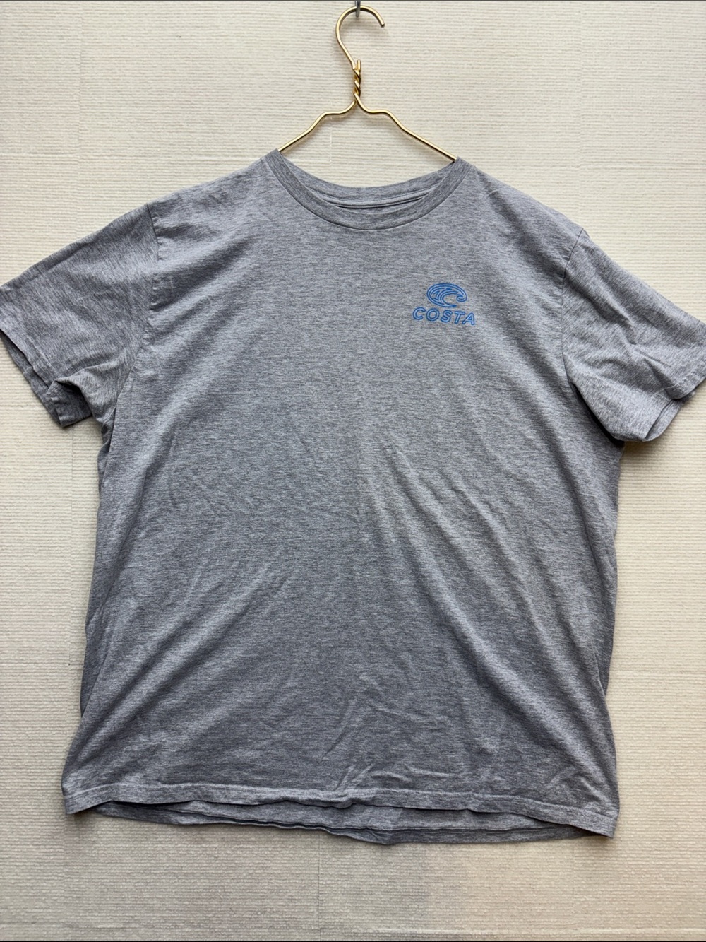 Costa Gray Short Sleeve Tee with Blue Logo
